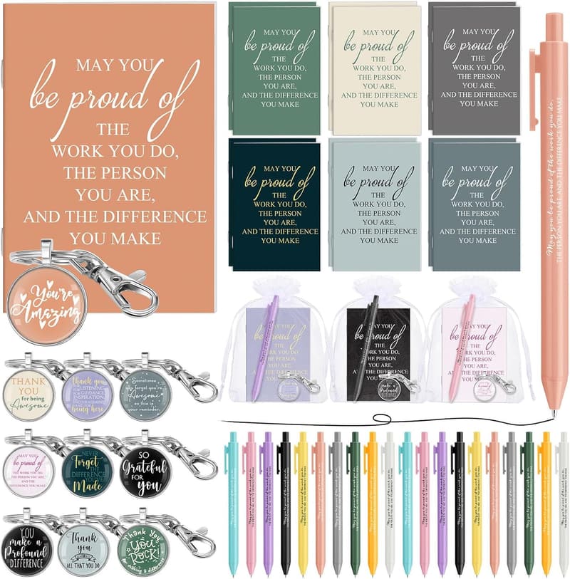 Employee Appreciation Gift Set: Notepads, Pens, Keychains