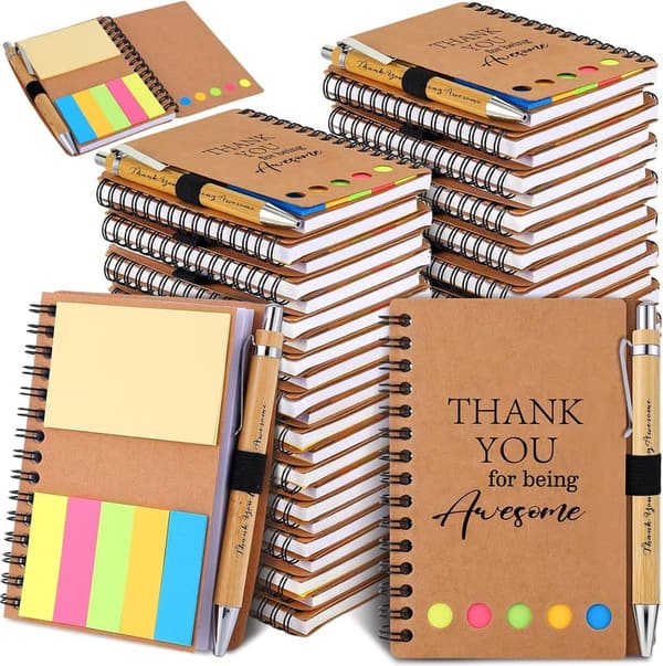 Employee Appreciation Gift Set: Inspirational Notebooks & Bamboo Pens
