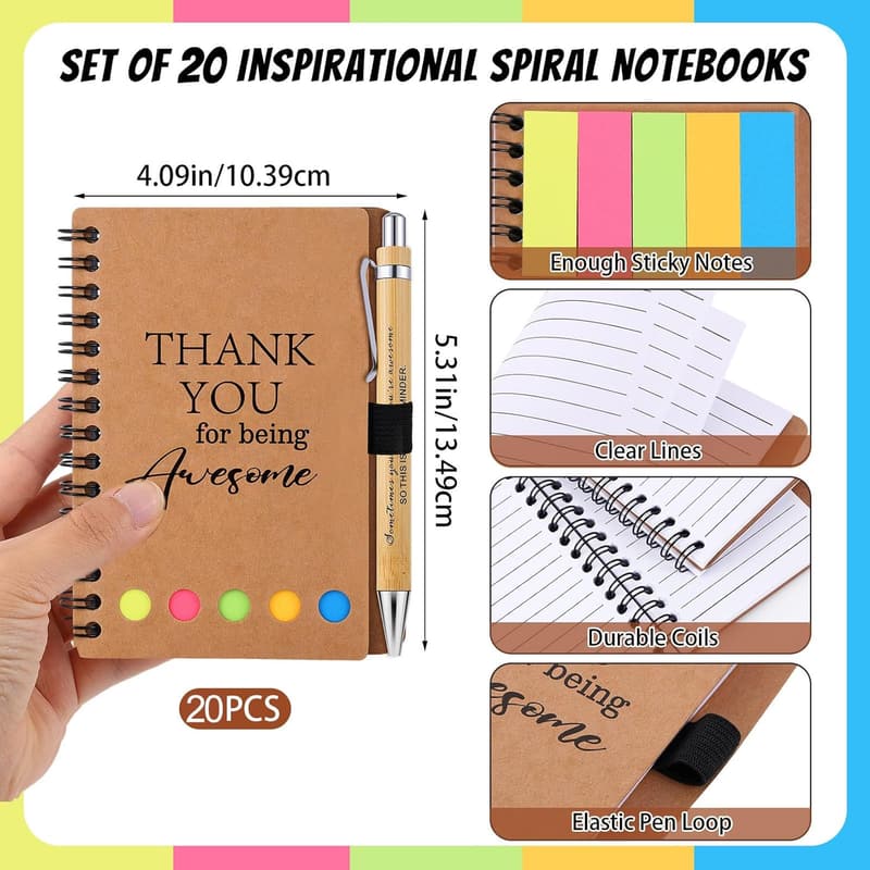 Employee Appreciation Gift Set: Inspirational Notebooks & Bamboo Pens
