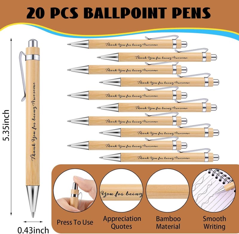 Employee Appreciation Gift Set: Inspirational Notebooks & Bamboo Pens