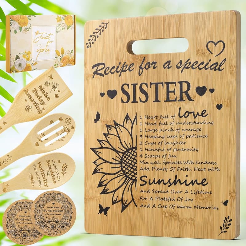 Unique Cutting Board Gift Set for Sister's Birthday