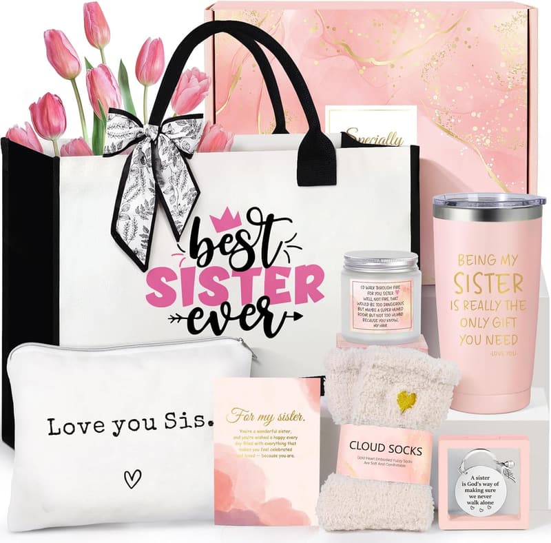 Sister Gift Basket with Tote Bag - Unique Birthday & Christmas Ideas