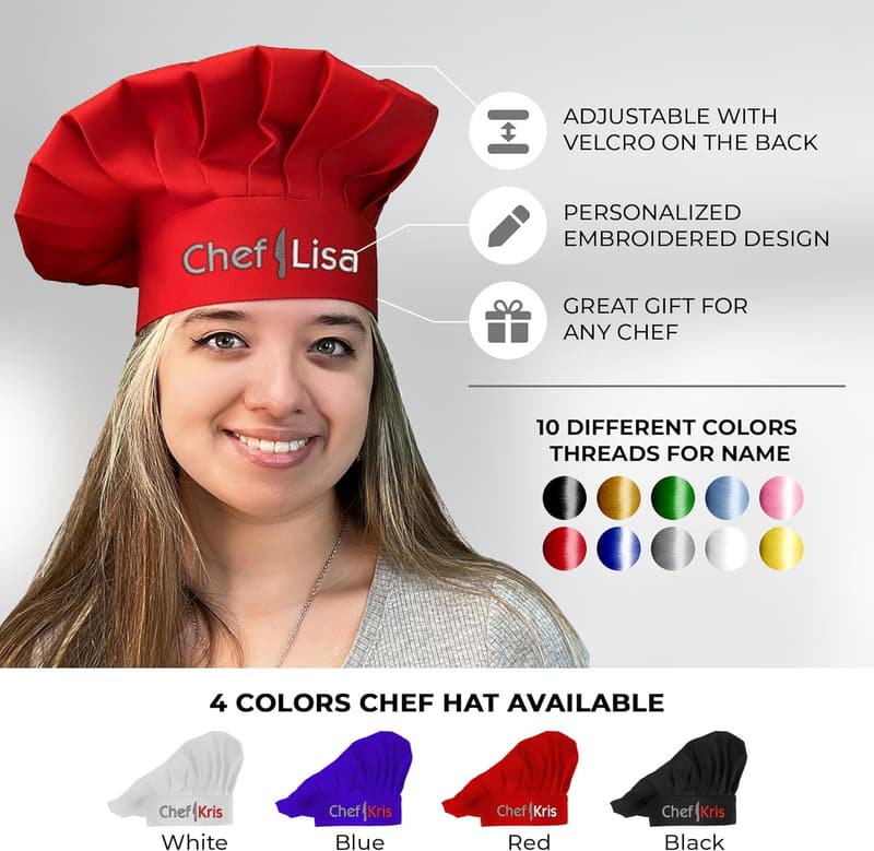 Personalized Embroidered Chef Hat - Premium Quality Gift for Adults