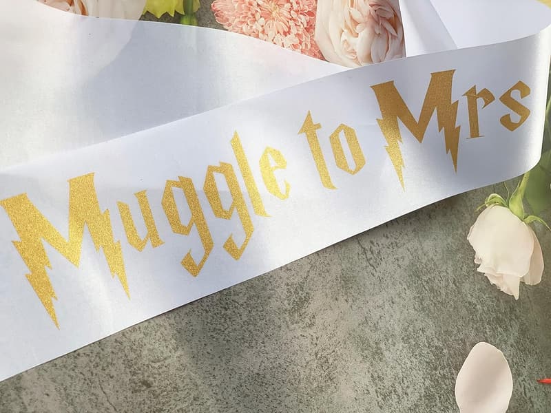 Bride-to-Be Sash - Gold Glitter Muggle to Mrs Decor