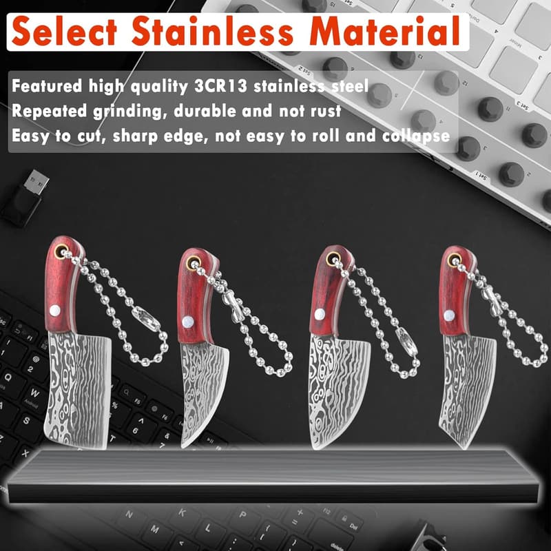 Damascus Mini Knife Set - EDC Chef Knives, 4 Pieces