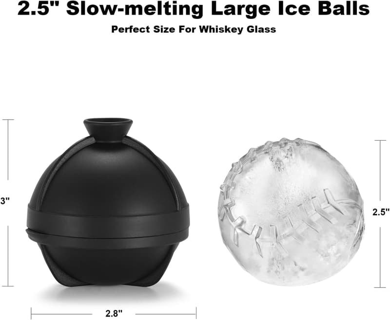 Baseball Ice Cube Molds - Silicone Tray for Cocktails and Whiskey