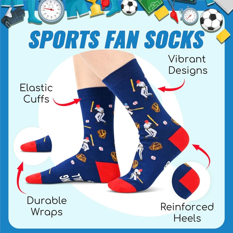 Sports Gifts for Men & Women - Baseball, Basketball, Football Socks