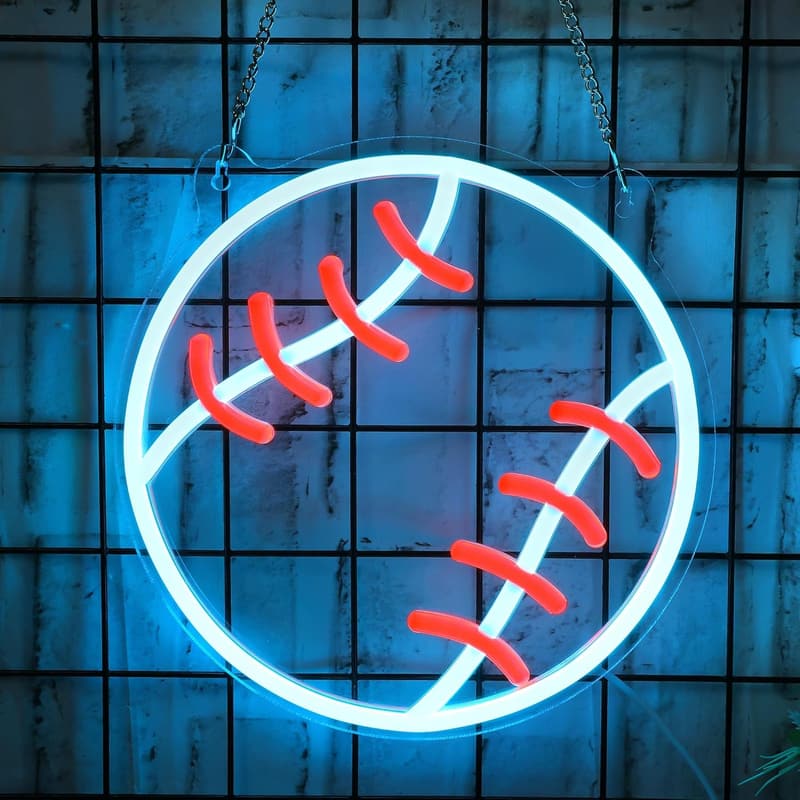 Baseball Neon Sign - Dimmable LED Wall Decor for Fans