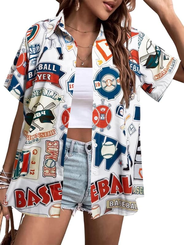 Funny Women's Baseball Hawaiian Shirt - Game Day Gift Top
