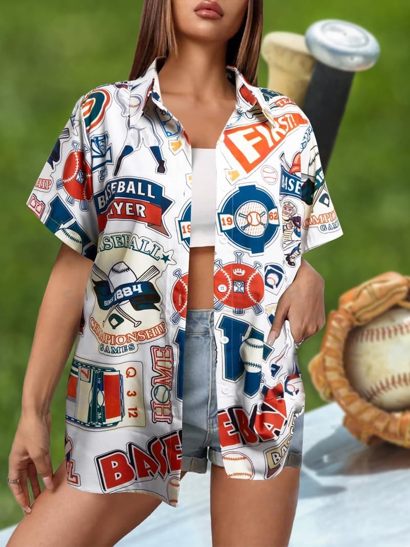 Funny Women's Baseball Hawaiian Shirt - Game Day Gift Top