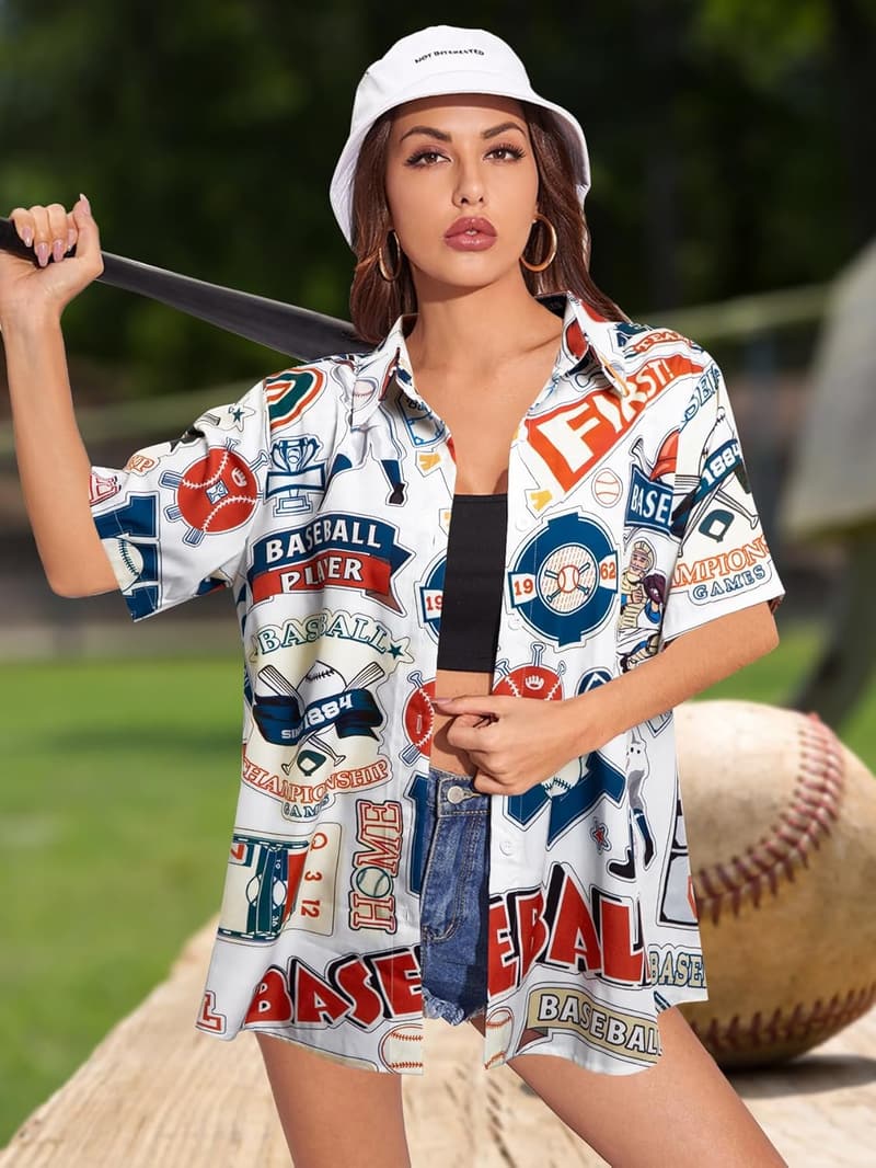 Funny Women's Baseball Hawaiian Shirt - Game Day Gift Top