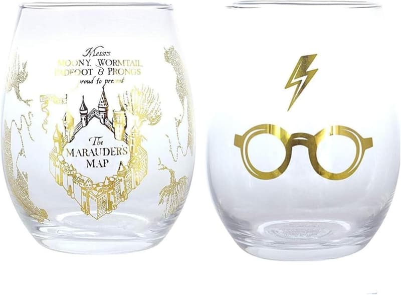 Harry Potter Stemless Wine Glass Set – 20oz, Gilded Designs