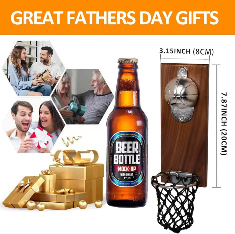 Unique Basketball Beer Bottle Opener with Cap Collector for Men