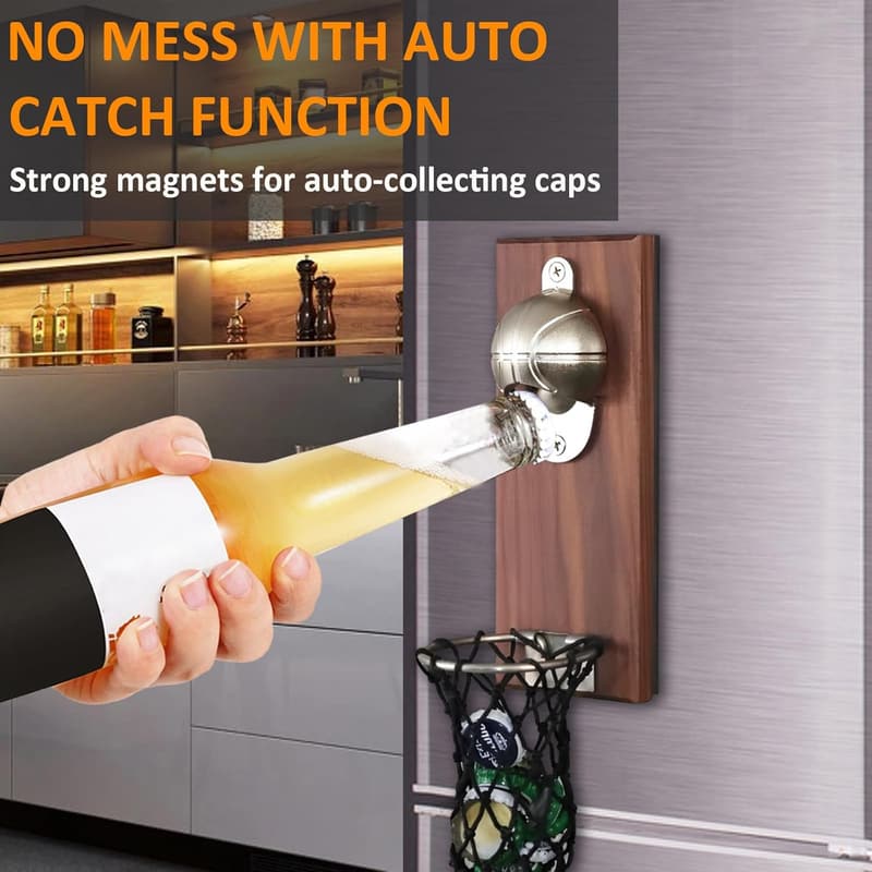 Unique Basketball Beer Bottle Opener with Cap Collector for Men