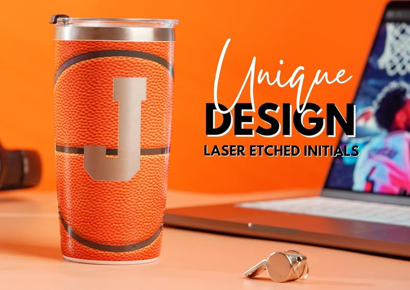 Personalized Basketball Tumbler for Teen Boys & Men - 20oz Stainless Steel