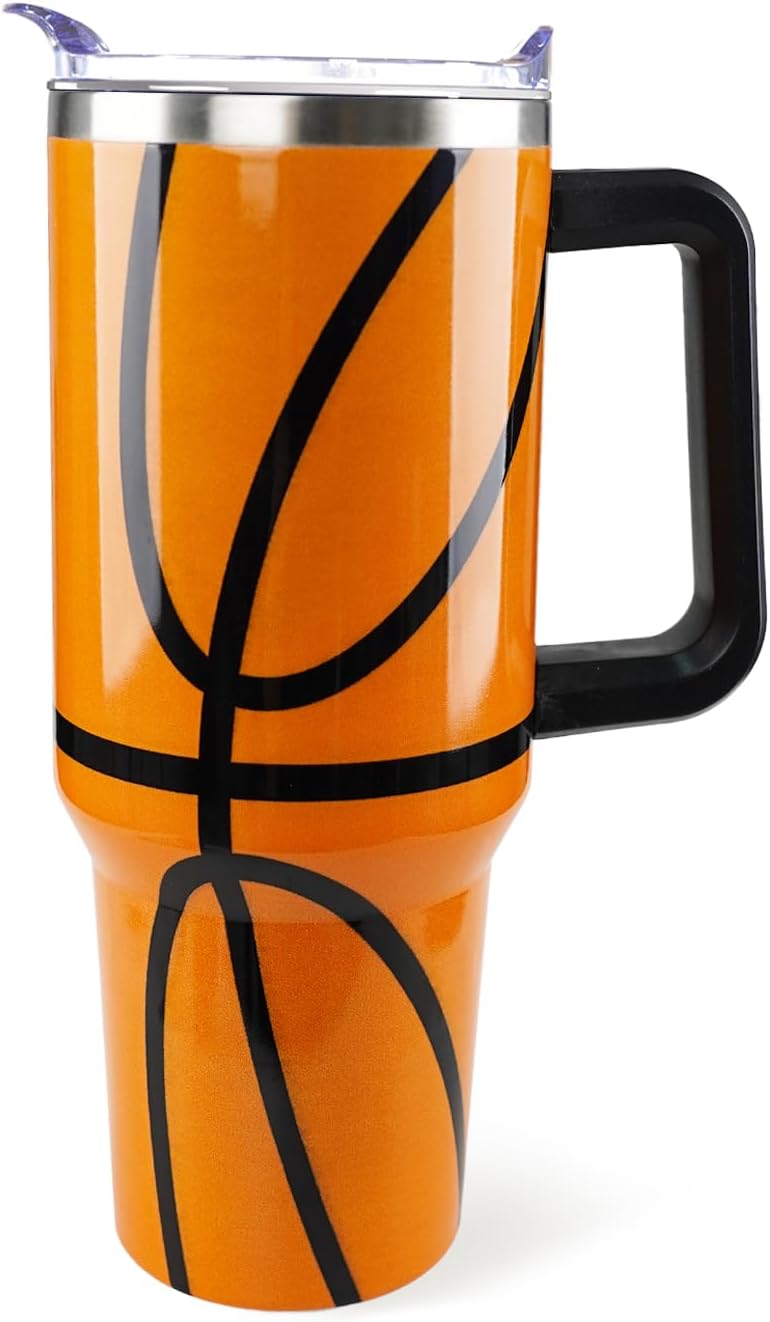 Basketball Tumbler 40oz - Stainless Steel Cup for Coaches & Fans