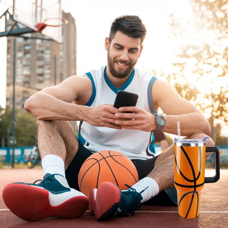 Basketball Tumbler 40oz - Stainless Steel Cup for Coaches & Fans
