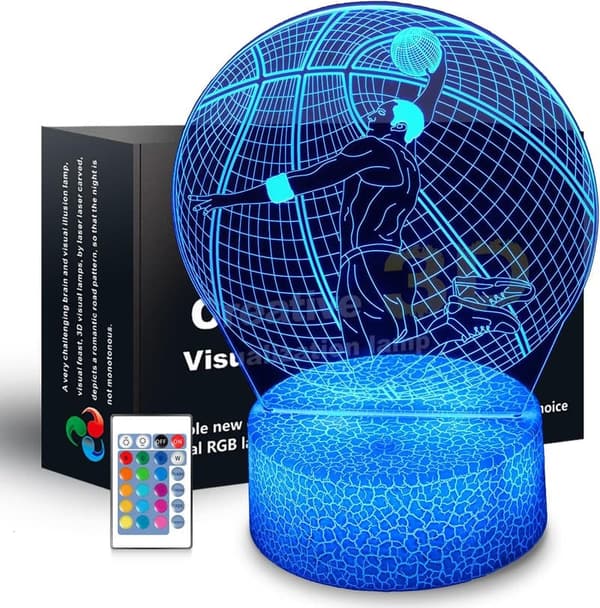 3D Basketball Bedside Lamp - Color Changing Night Light for Kids