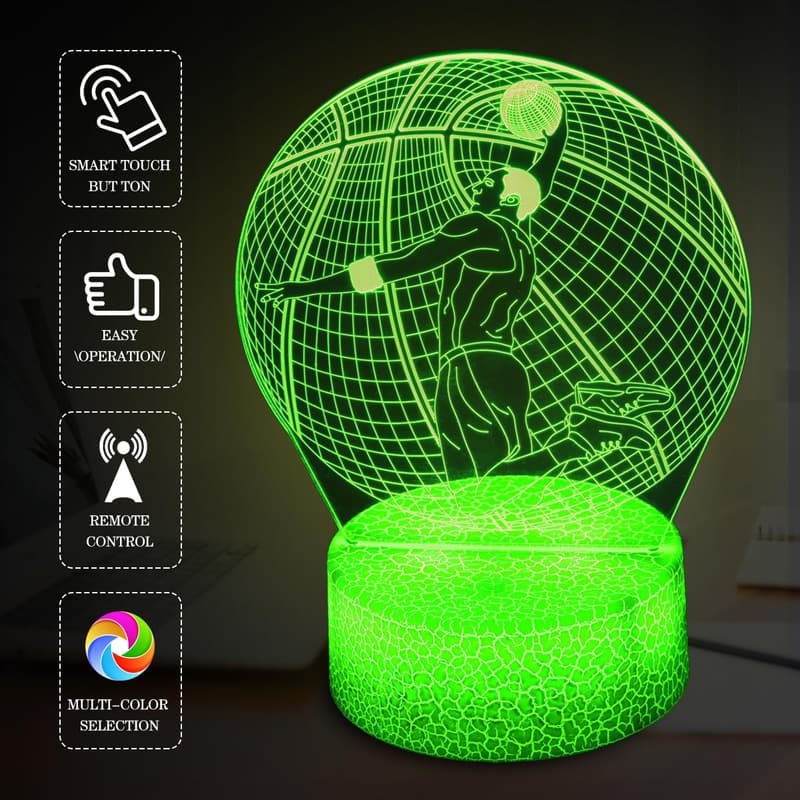 3D Basketball Bedside Lamp - Color Changing Night Light for Kids