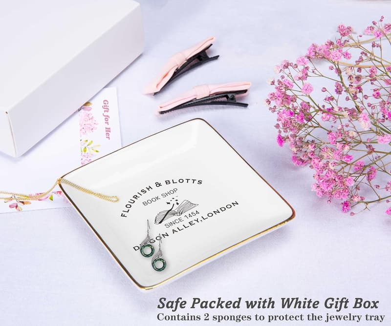 Bookworm Ceramic Jewelry Tray - Perfect Gift for Women