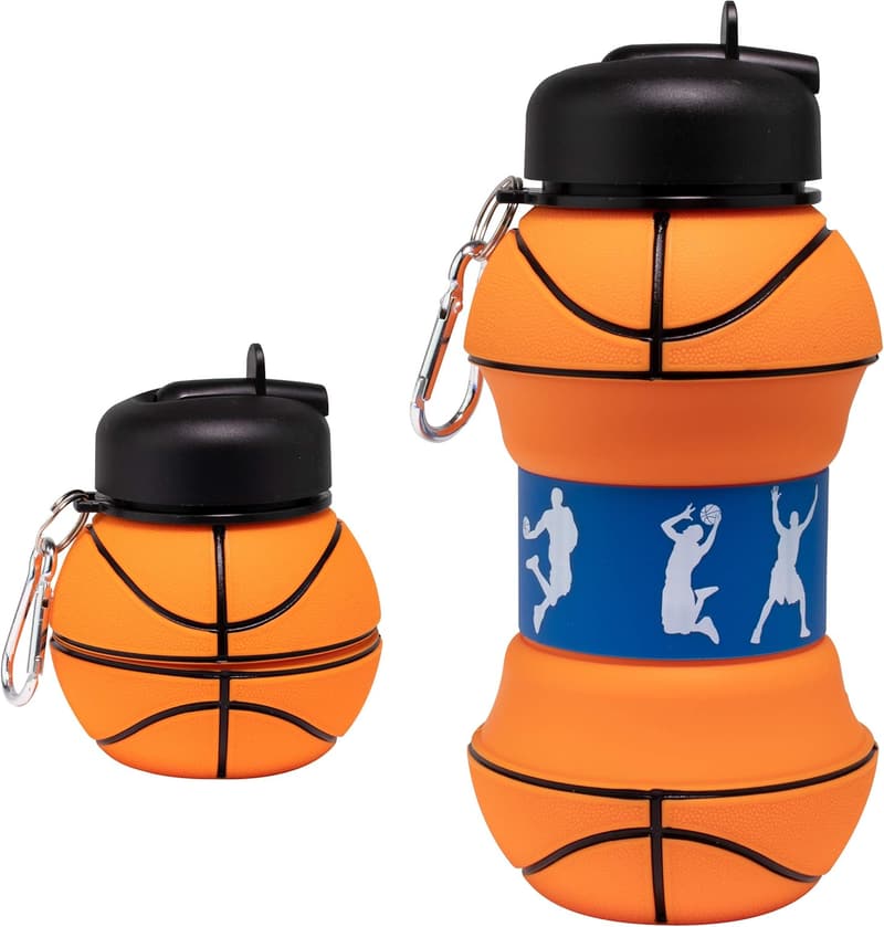 Kids' 18 oz. Collapsible BPA-Free Silicone Basketball Water Bottle