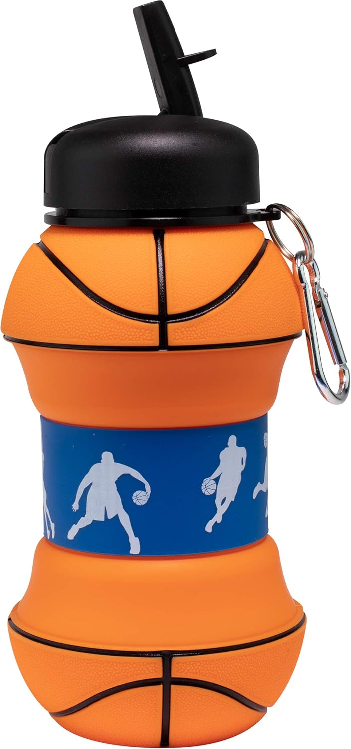 Kids' 18 oz. Collapsible BPA-Free Silicone Basketball Water Bottle