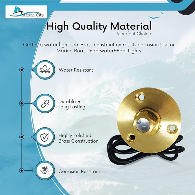 Underwater LED Light Drain Plug – Waterproof Brass, 1 Inch