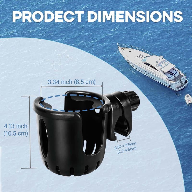 Adjustable 360° Marine Rail Cup Holder for Boats