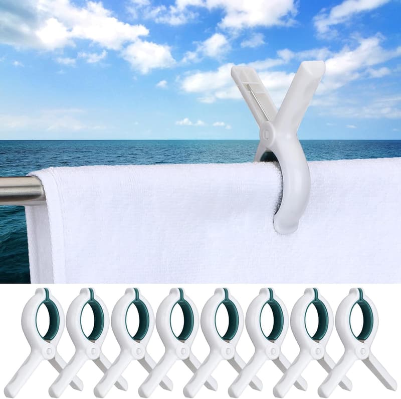Large Marine Boat Towel Clips - 8-Pack Outdoor Organizer