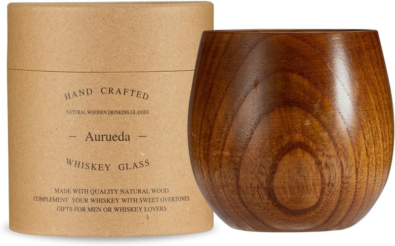 Unique Wooden Whiskey Glass for Men's Anniversary Gift