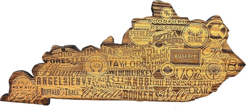 Kentucky Bourbon Distillery Engraved Wall Art Sign - 30 Inch