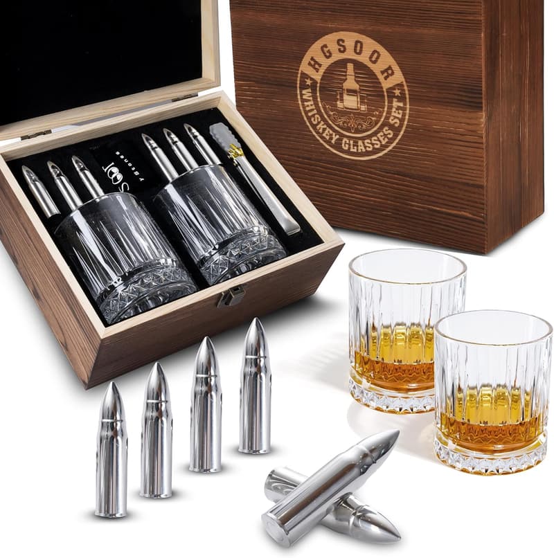 Whiskey Glass Set for Men - Unique Bourbon Gifts