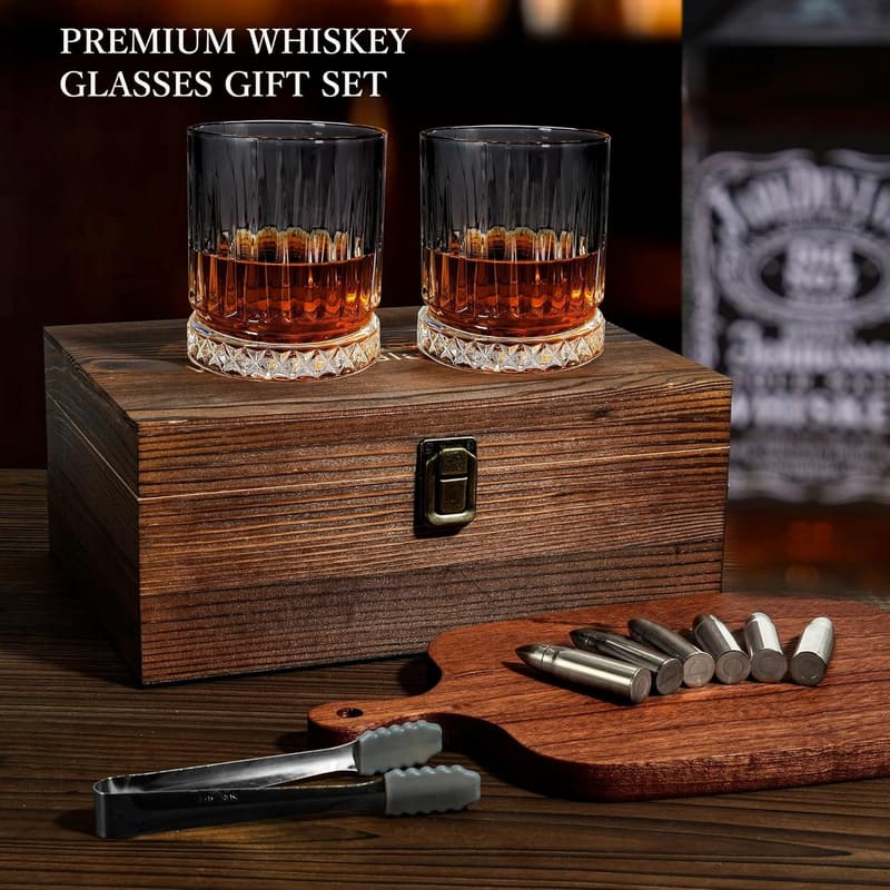 Whiskey Glass Set for Men - Unique Bourbon Gifts