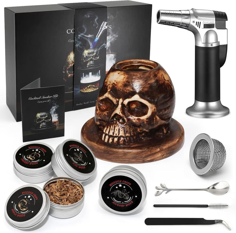 Cocktail Smoker Kit with Torch & 4 Flavors - Unique Gift for Men
