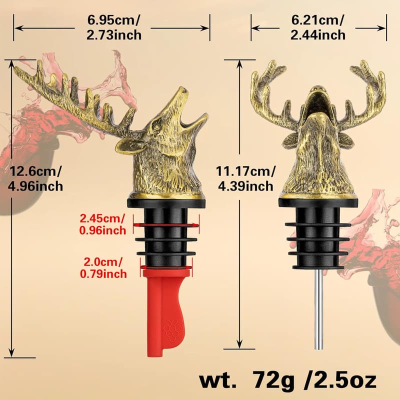 Hunting-themed Birthday Gift: Bronze Deer Head Wine Pourer & Stopper