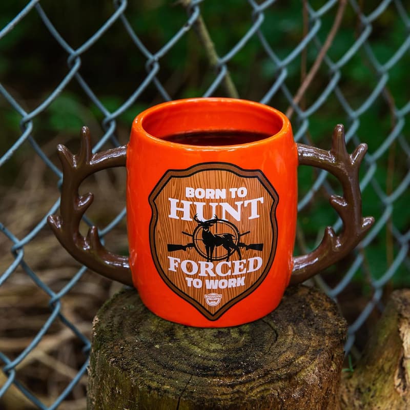 Hunting Mug with Antler Handle - Novelty Ceramic Coffee Cup