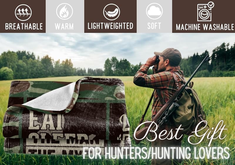 Hunting Gifts for Men - Deer Hunter Throw Blanket, 50