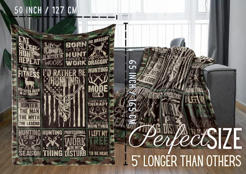 Hunting Gifts for Men - Deer Hunter Throw Blanket, 50