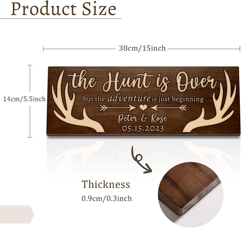 Personalized Wooden Deer Antlers Sign for Unique Anniversary Gift