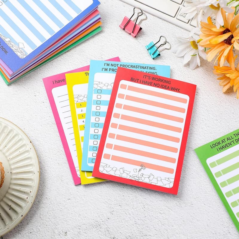 Funny Assorted Notepads for Coworkers - 12 Pack Memo Pads
