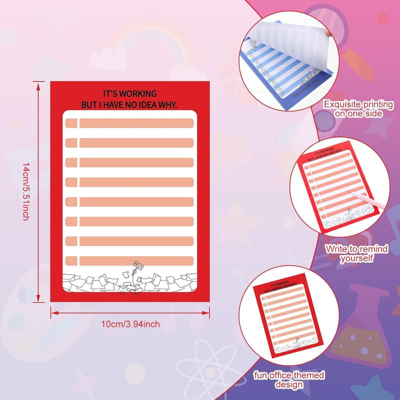 Funny Assorted Notepads for Coworkers - 12 Pack Memo Pads