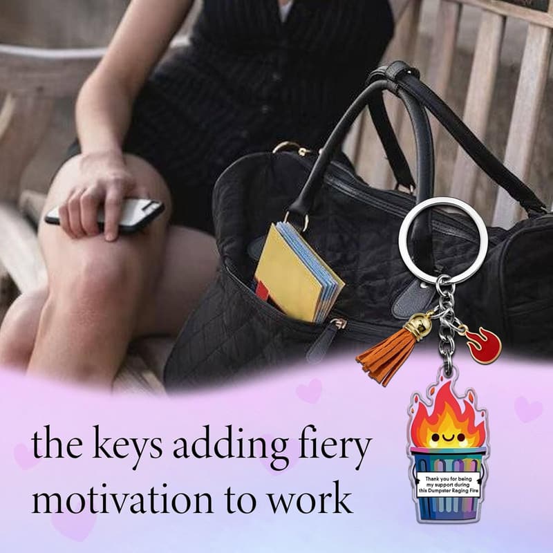 Farewell Gift: Unique Acrylic Dumpster Fire Keychain for Coworkers