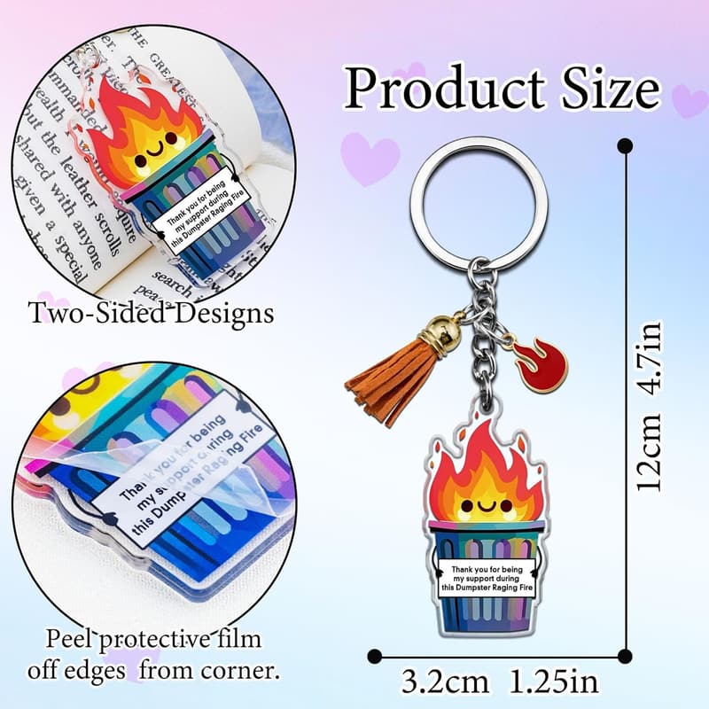 Farewell Gift: Unique Acrylic Dumpster Fire Keychain for Coworkers