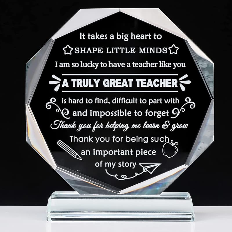 Teacher Appreciation Crystal Keepsake Gift for Women & Men