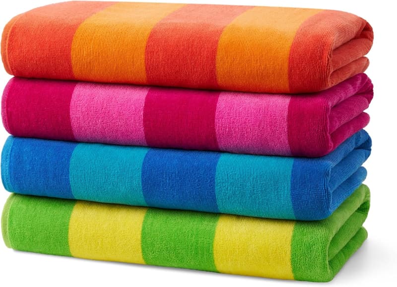 Oversized 100% Cotton Beach Towels - Quick-Drying, 4 Pack