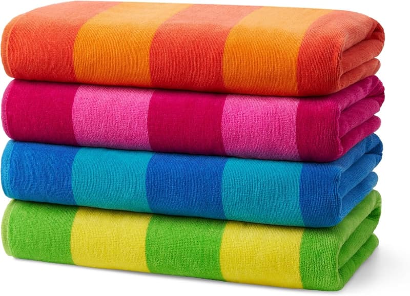 Oversized 100% Cotton Beach Towels - Quick-Drying, 4 Pack