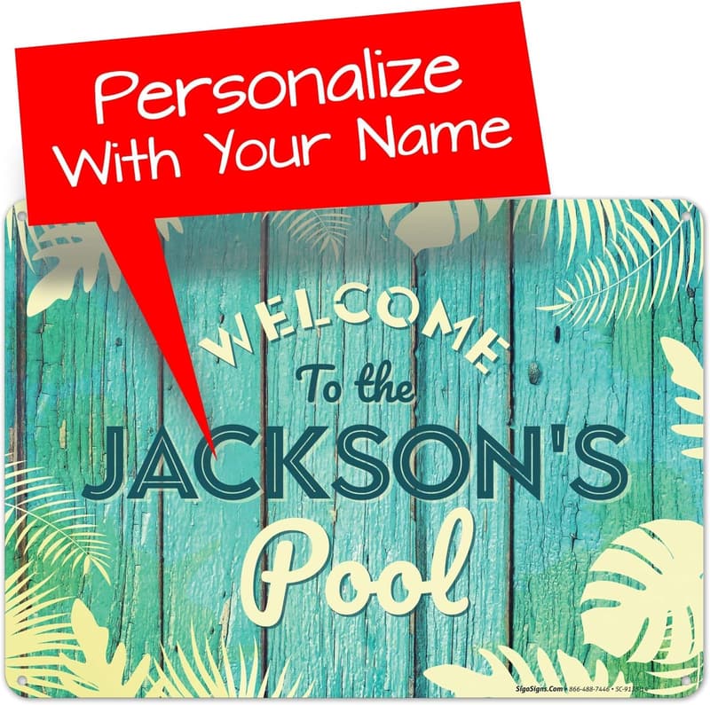 Father's Day Custom Pool Sign - Aqua Aluminum, 10x14 Inches