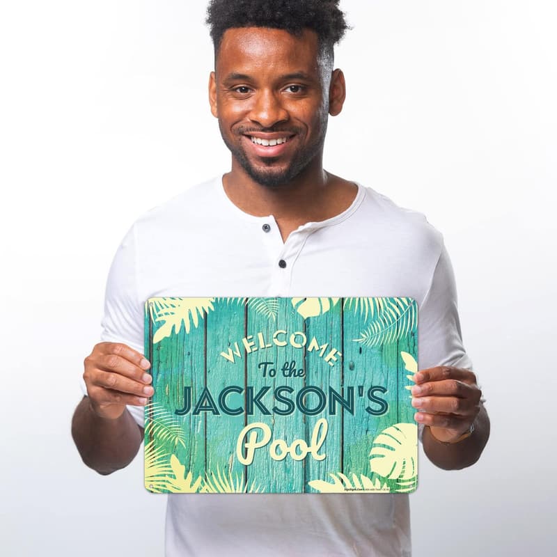 Father's Day Custom Pool Sign - Aqua Aluminum, 10x14 Inches