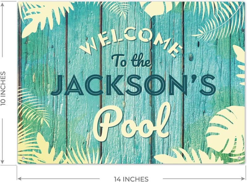 Father's Day Custom Pool Sign - Aqua Aluminum, 10x14 Inches