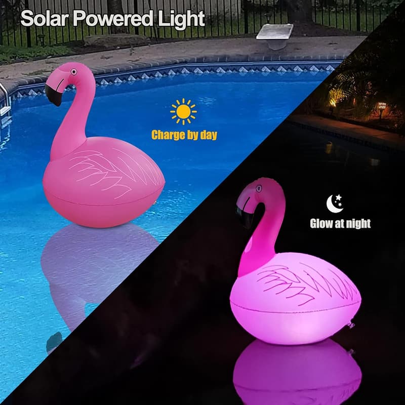 Floating Flamingo LED Pool Lights – 2PCS, Waterproof Solar Decor